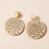 BOHO-CHIC ROUND ARTISAN WOODEN EARRINGS - IN 3 COLORS