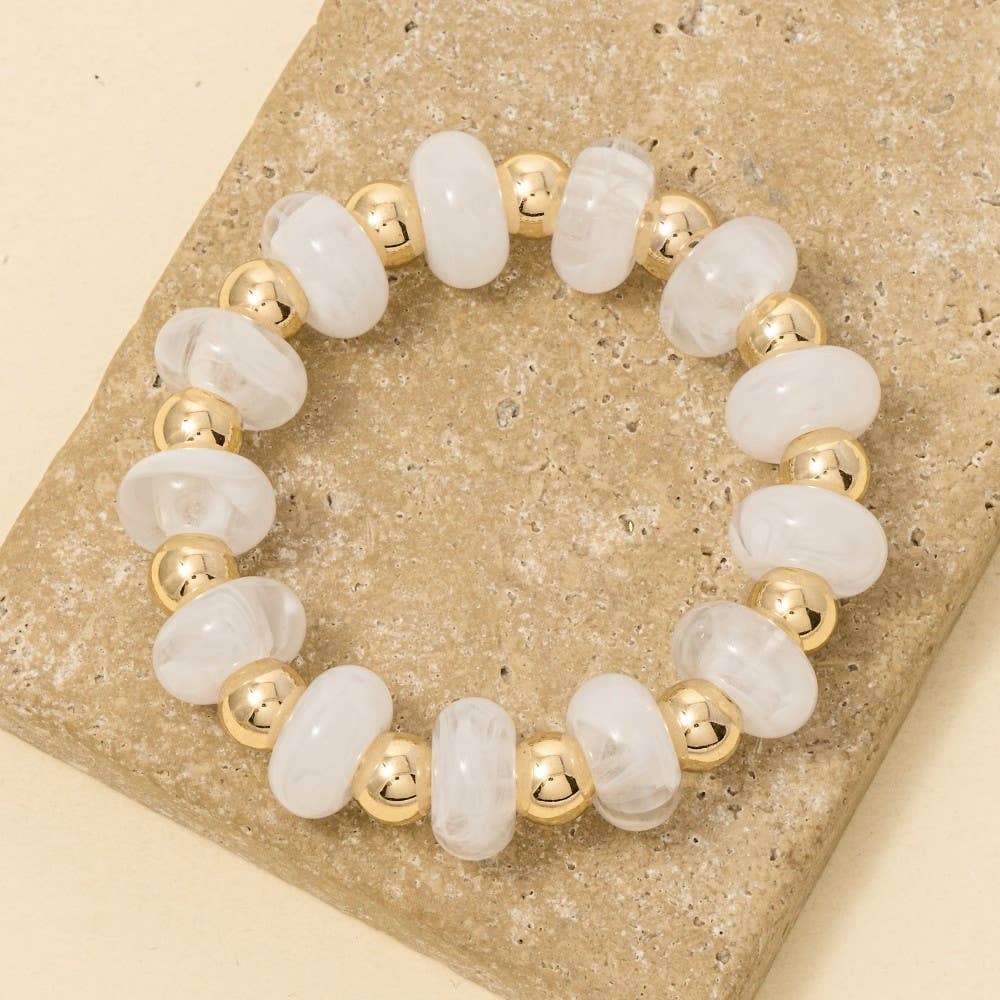 Assorted Resin Beads Stretch Bracelet - 2 Color Options