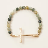 METAL CROSS STONE BRACELETS - IN 4 COLORS
