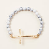 METAL CROSS STONE BRACELETS - IN 4 COLORS