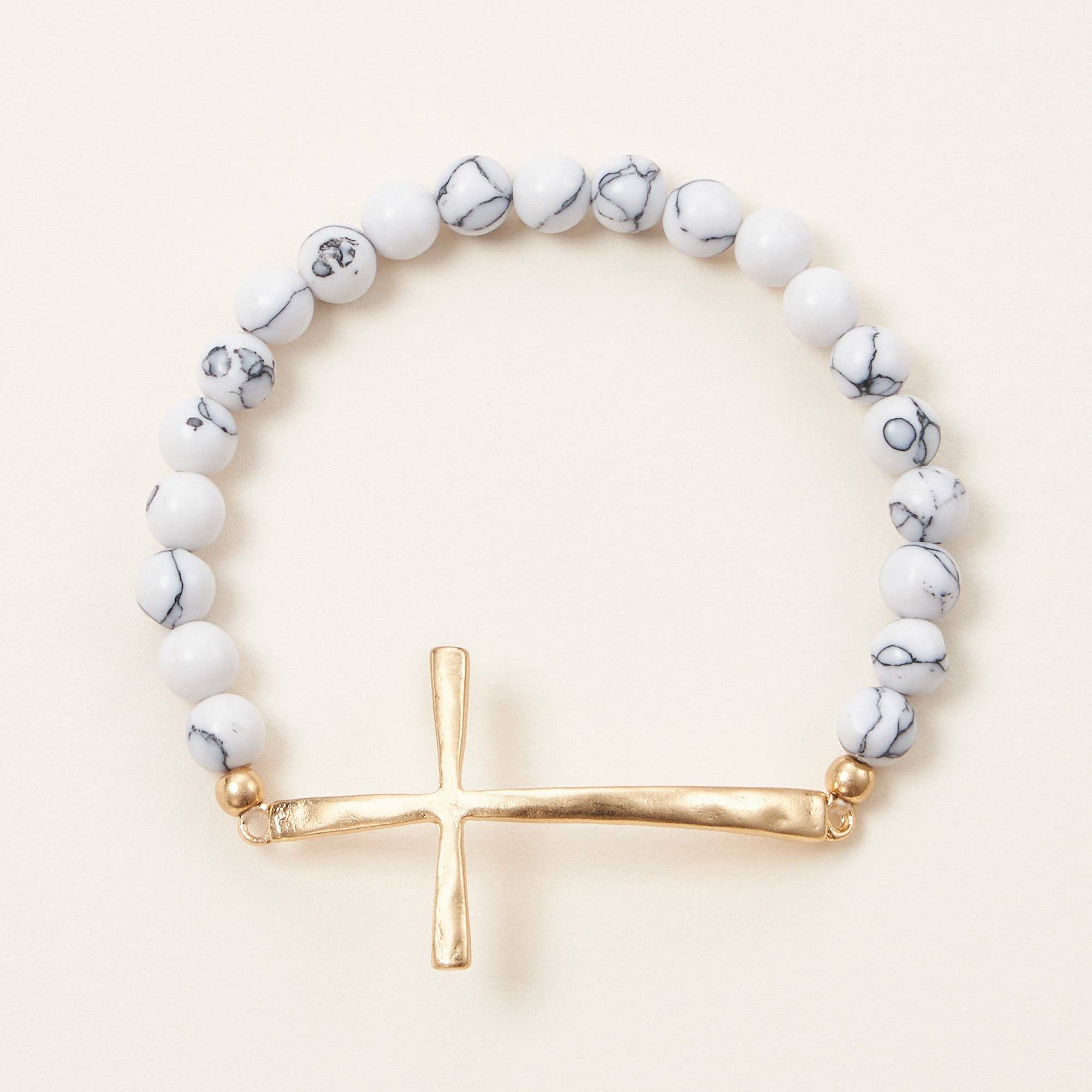 METAL CROSS STONE BRACELETS - IN 4 COLORS