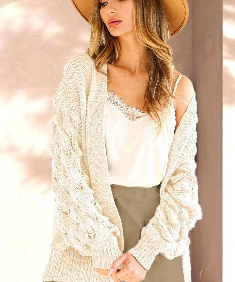 BUBBLE CROCHET CHUNKY KNITTED CARDIGAN