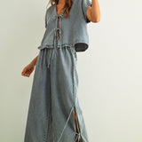 DENIM TIED ON THE SIDE PANTS