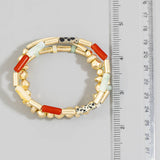 Stone Tube And Gold Bead Three Strand Bracelet