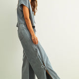 DENIM TIED ON THE SIDE PANTS