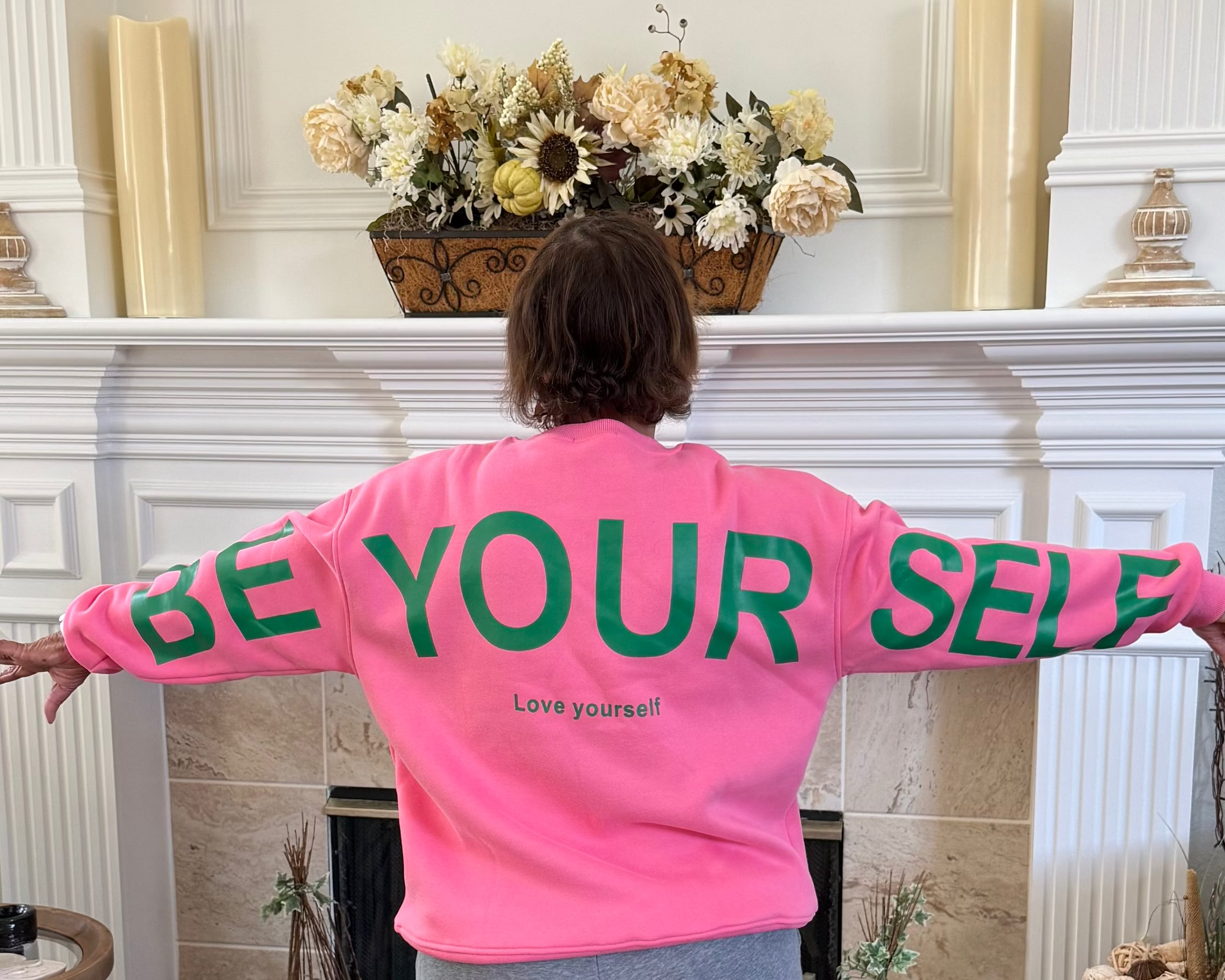 BE YOURSELF LOVE YOURSELF OVERSIZED SWEATSHIRT - IN 2 COLORS