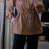 FAUX SUEDE BUTTON DOWN ROLL-UP SLEEVE SHACKET