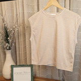 TAN/WHITE STRIPE TOP