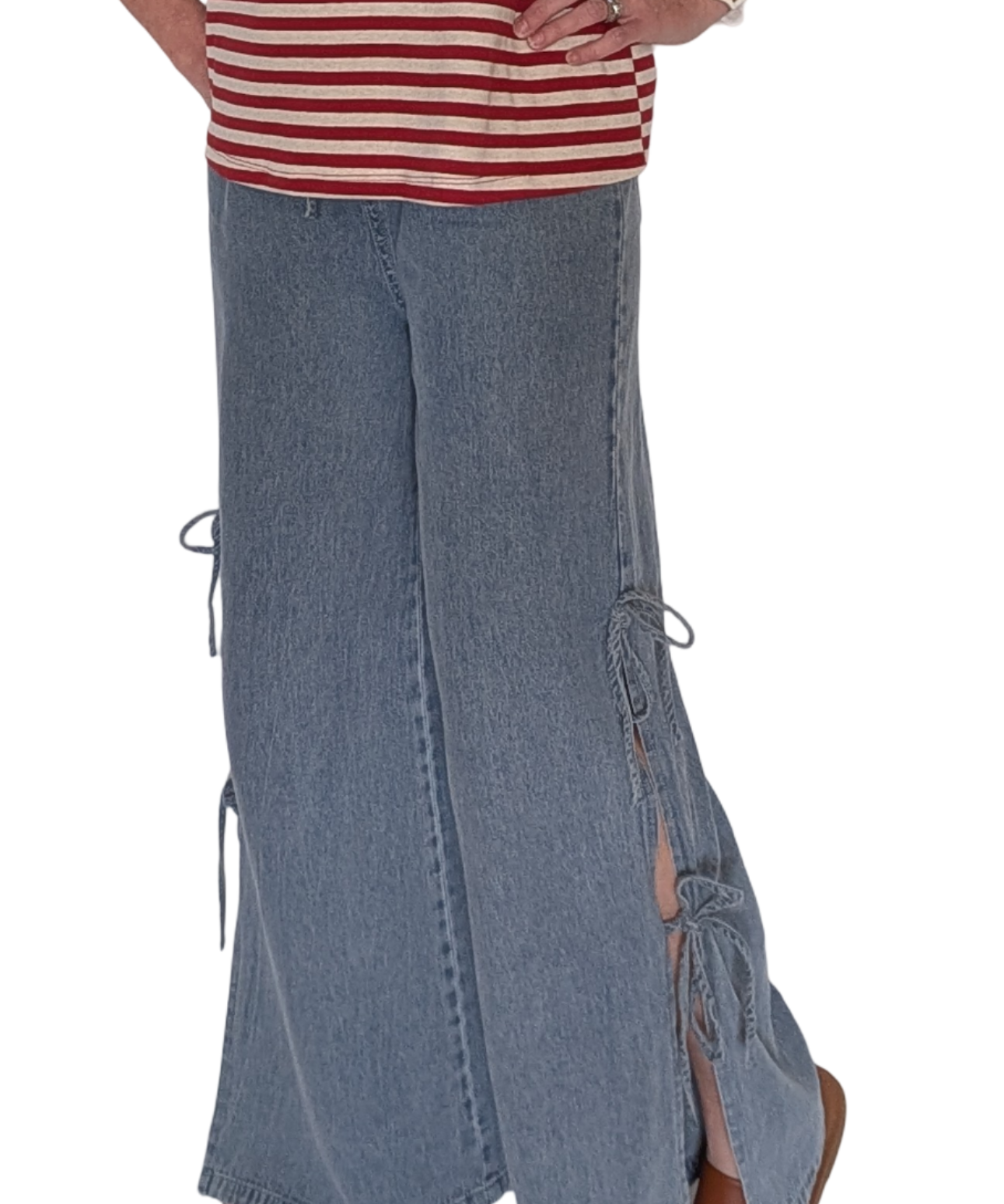 DENIM TIED ON THE SIDE PANTS