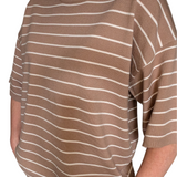 STRIPED SHORT SLEEVE KNIT TOP