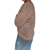 STRIPED SHORT SLEEVE KNIT TOP