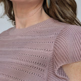 PINK RUFFLED SHORT SLEEVED SWEATER TOP