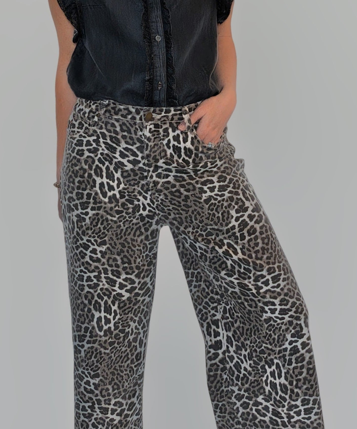 TRENDY CROPPED HIGH WAIST STRETCHY LEOPARD JEANS