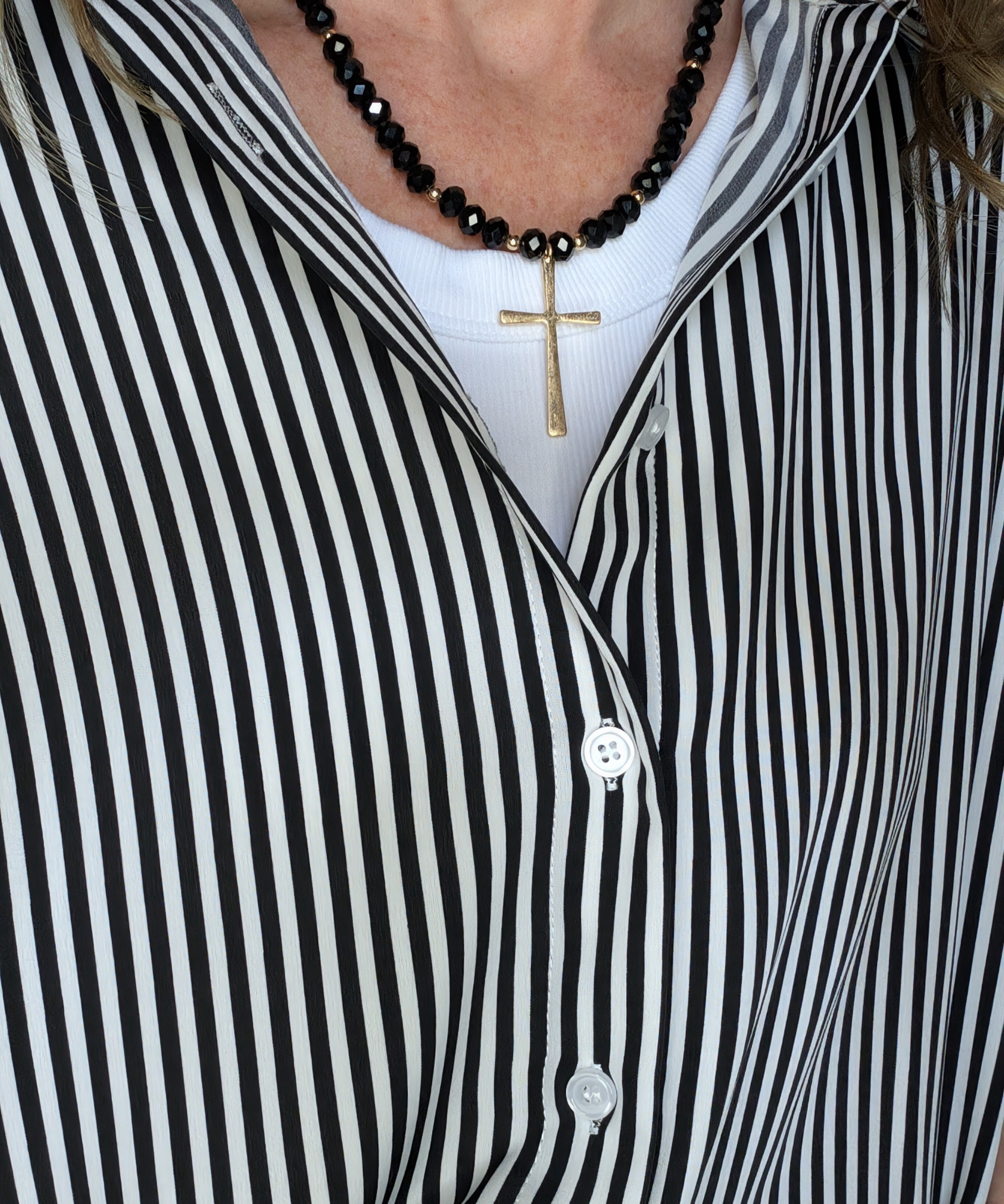OVERSIZED SHORT SLEEVE BUTTON DOWN STRIPED SHIRT