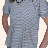 BALLOON SLEEVE STRIPED TOP