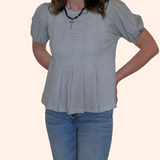 BALLOON SLEEVE STRIPED TOP