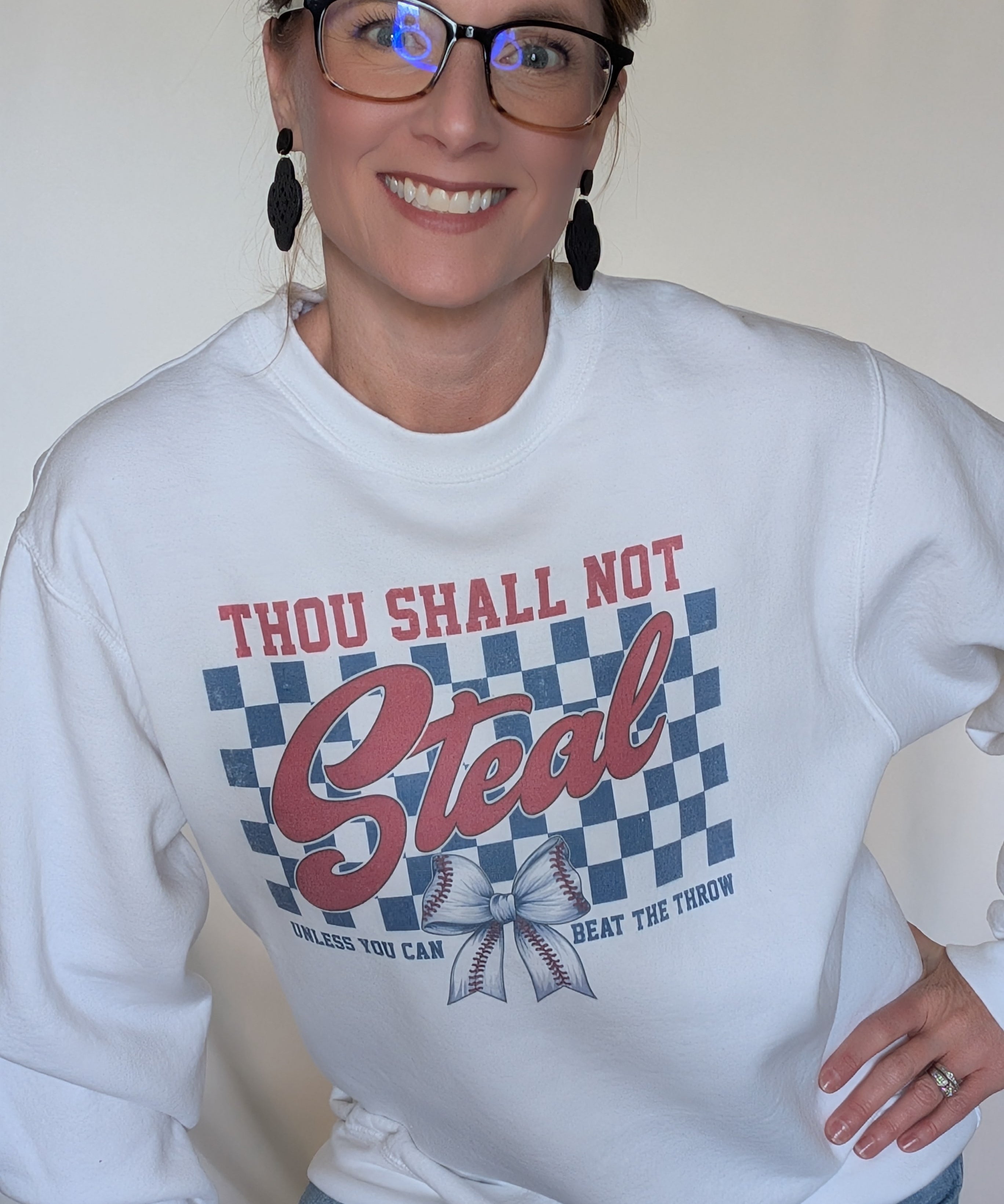 BASEBALL THOU SHALL NOT STEAL SPORTS GRAPHIC SWEATSHIRT