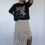 CROCHET LACE WAIST HIGH LOW MAXI SKIRT