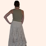 CROCHET LACE WAIST HIGH LOW MAXI SKIRT