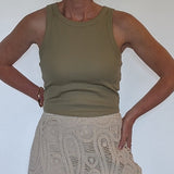 CROPPED TANK WITH BUILT IN BRA - IN 3 COLORS