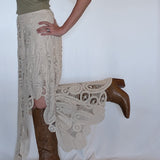 CROCHET LACE WAIST HIGH LOW MAXI SKIRT