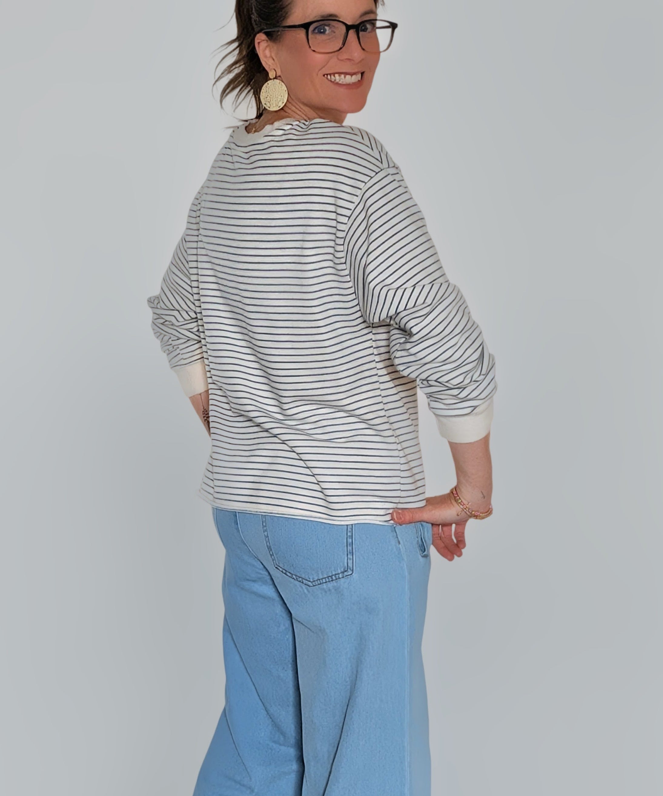 KNIT LONG SLEEVE STRIPED TOP