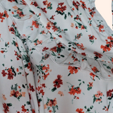 FLORAL RUFFLE COLLAR MIDI DRESS