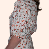 FLORAL RUFFLE COLLAR MIDI DRESS