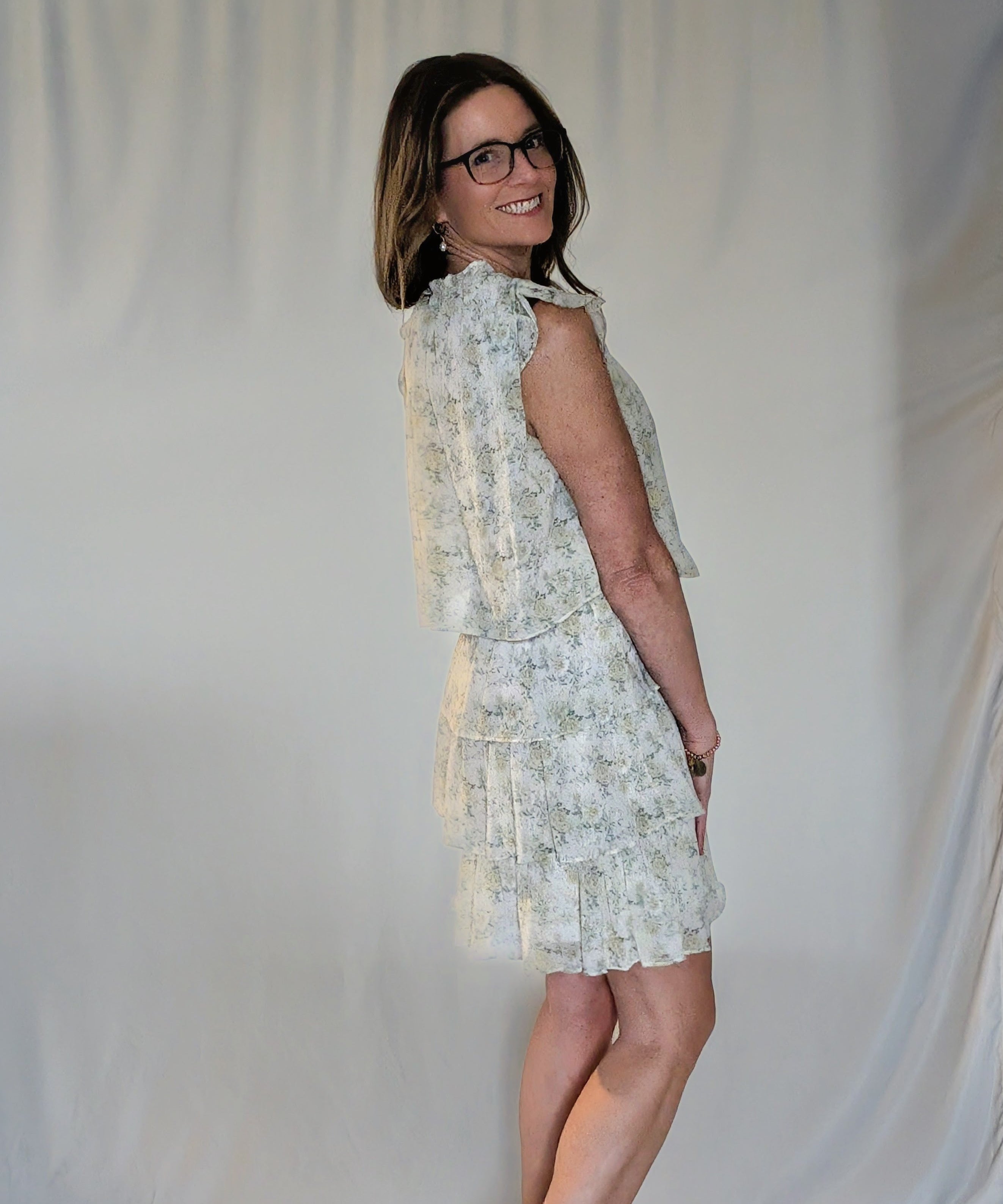 FLORAL CHIFFON DRESS WITH RUFFLES