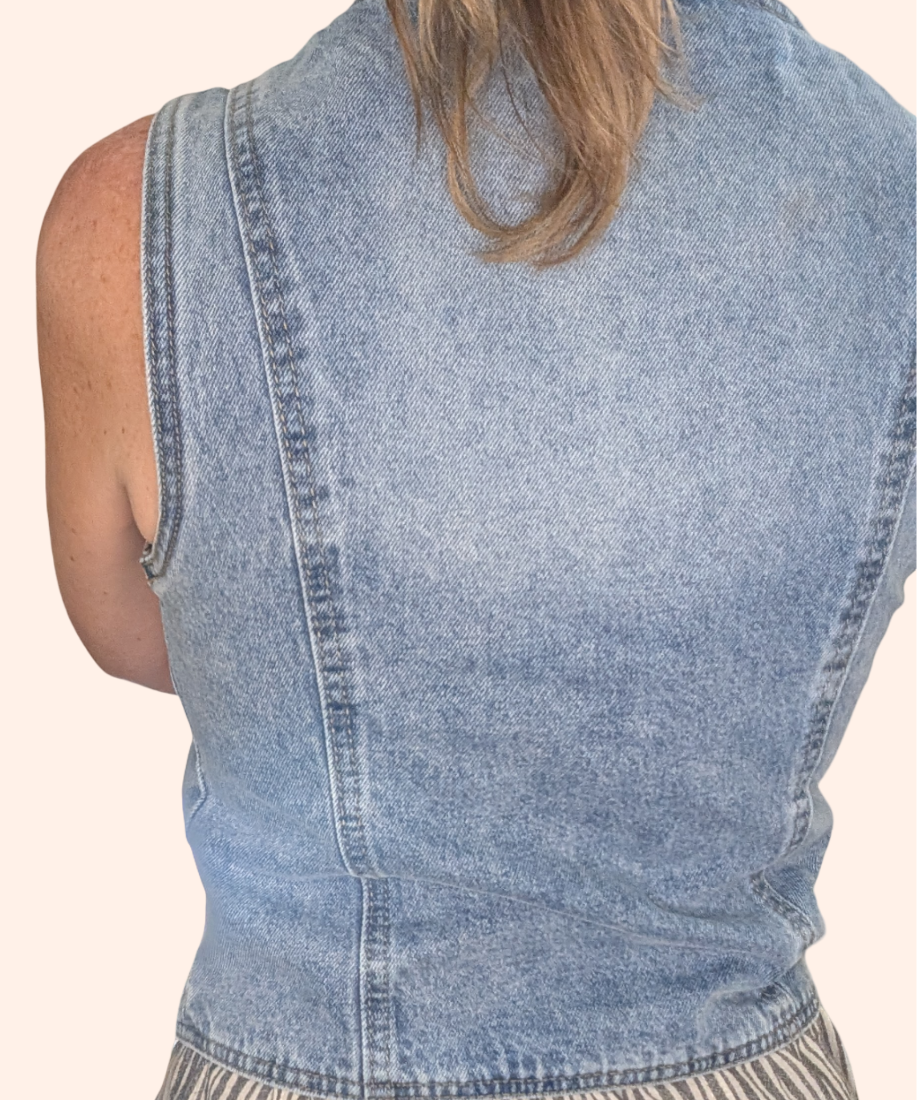 VINTAGE WASHED DENIM BUTTONED VEST TOP