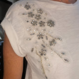 RHINESTONE KNIT TOP - WHITE