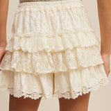LACE RUFFLED SHORTS