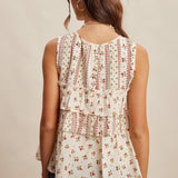 FLORAL TIERED RUFFLE TIE TOP