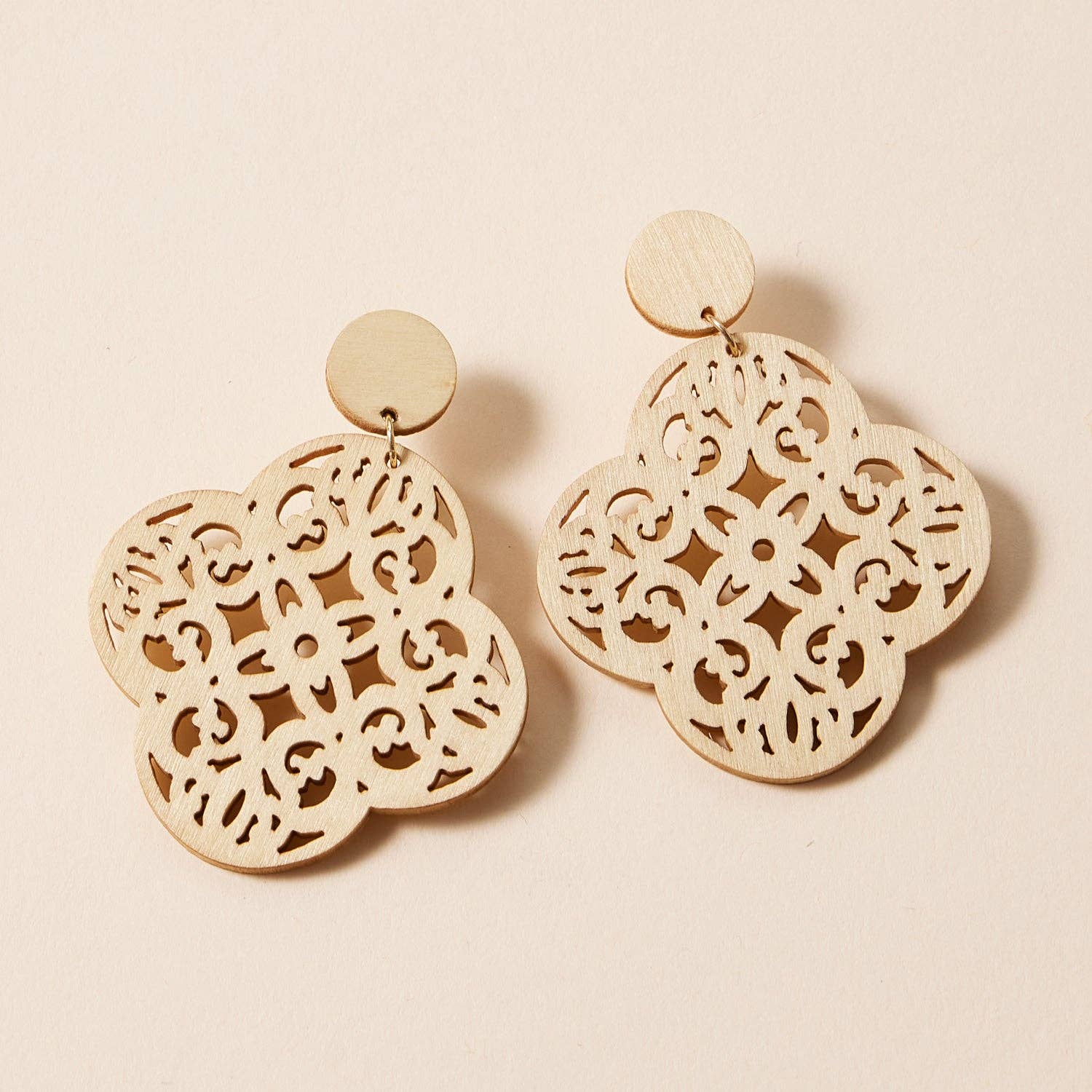 MOROCCAN ORNATE WOODEN EARRINGS - IN 2 COLORS