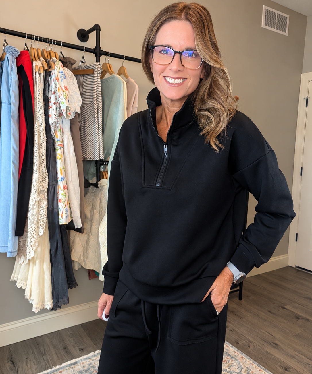 SCUBA HALF ZIP PULLOVER & WIDE LEG PANTS SET
