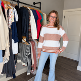 ALINA BROWN/CREAM SWEATER