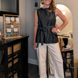DARK DENIM TOP WITH WAIST TIE