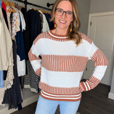 ALINA BROWN/CREAM SWEATER