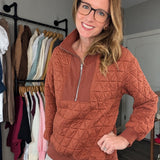 QUILTED ZIP-UP SWEATSHIRT
