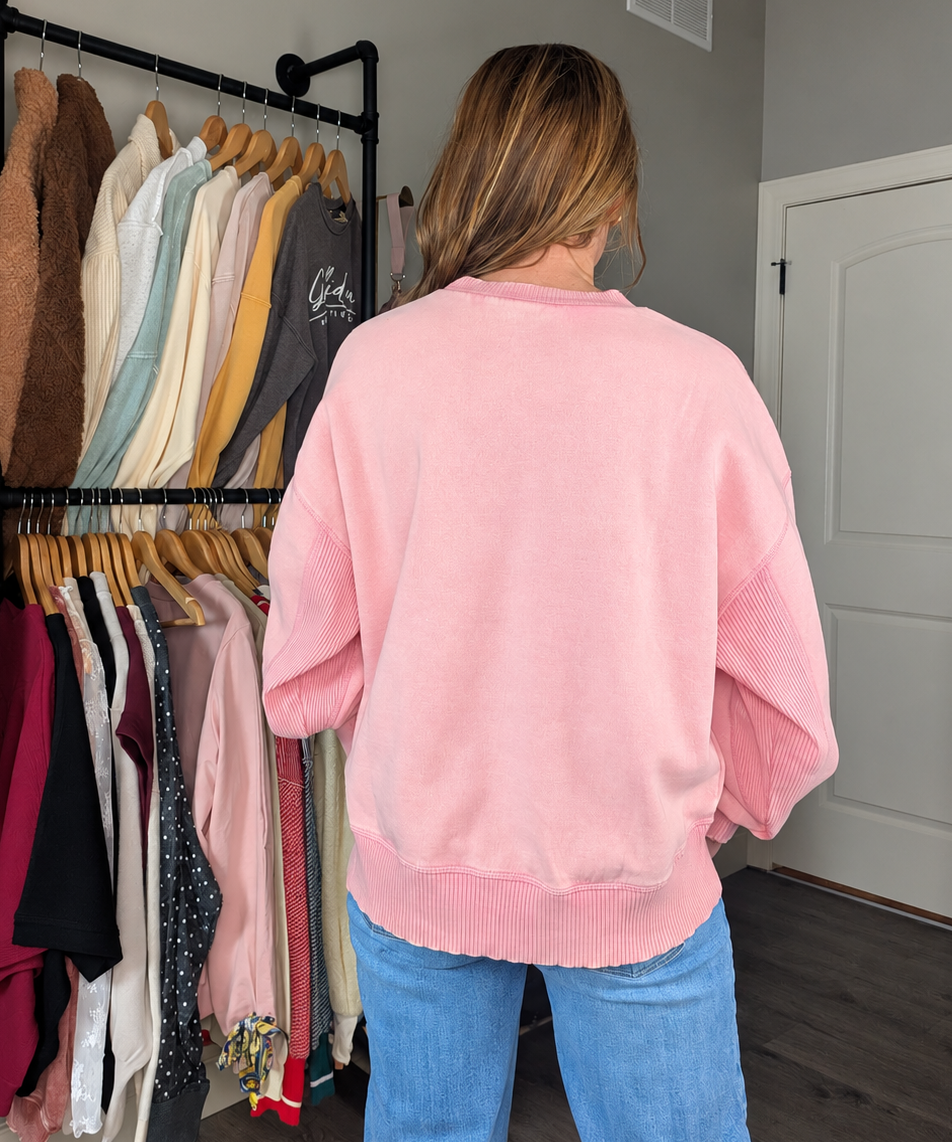 COZY IN PINK SWEATSHIRT
