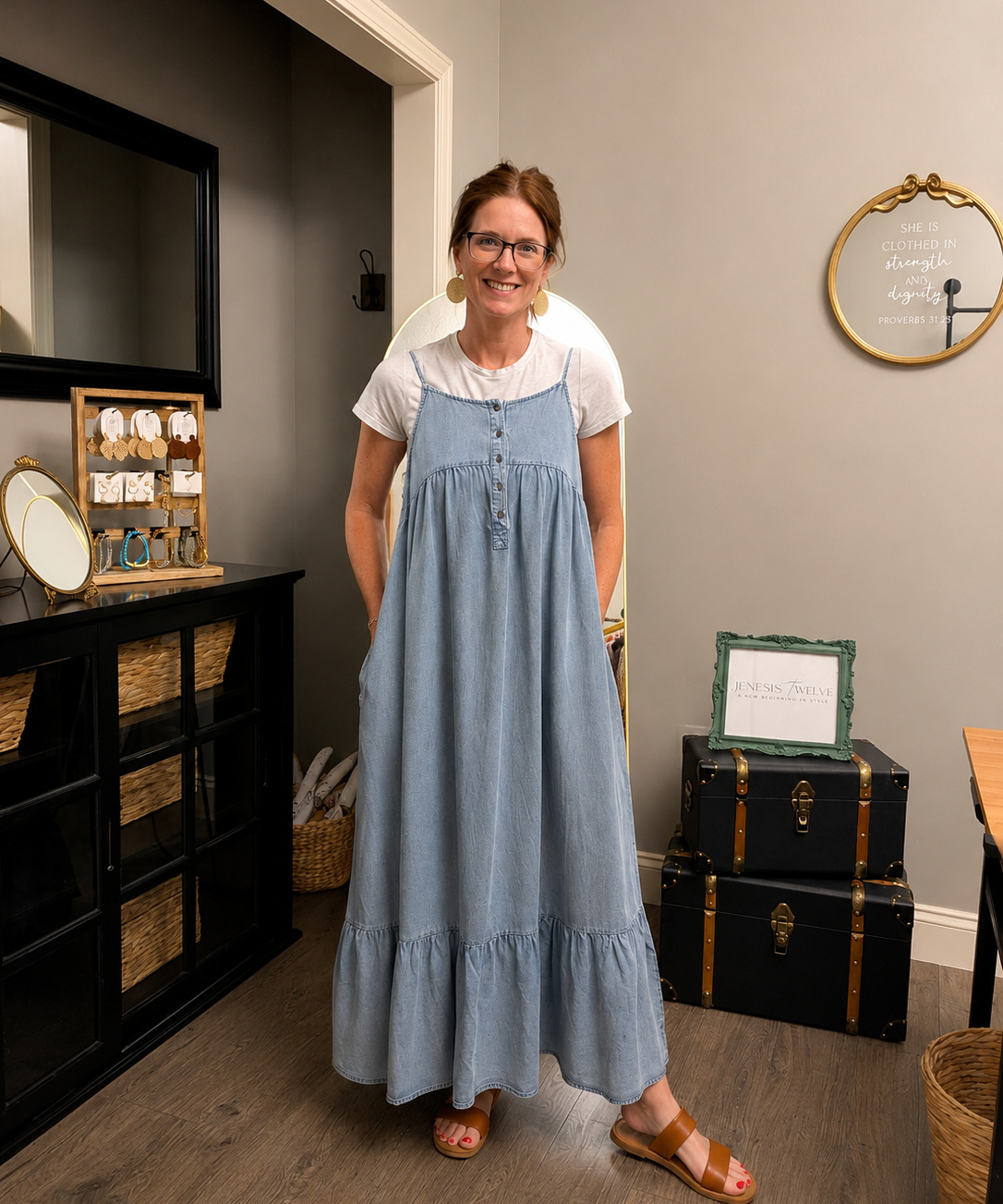 DENIM DRESS WITH POCKETS