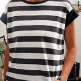 GRAY AND WHITE STRIPED TOP