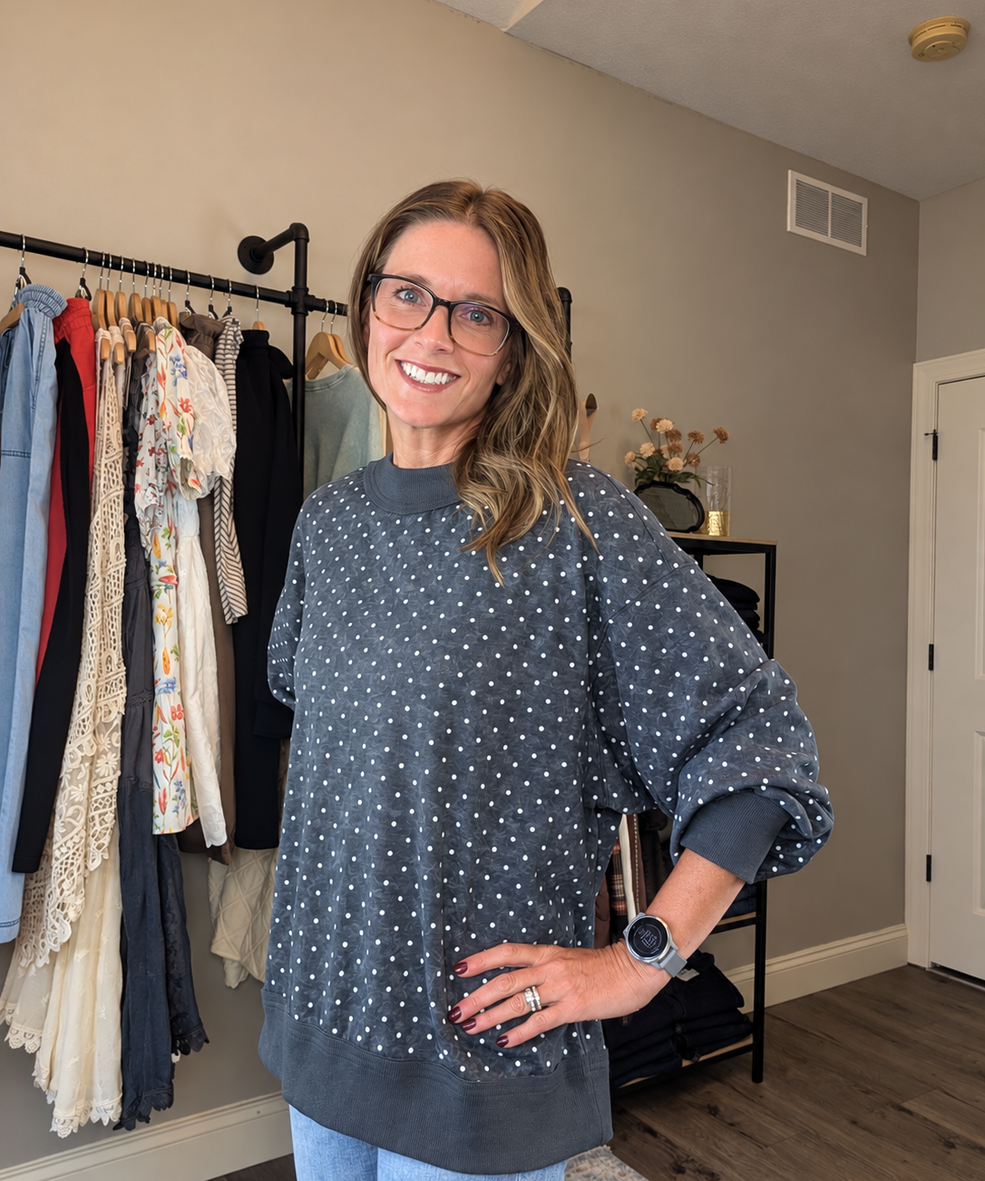 OVERSIZED VINTAGE WASHED MINI DOT SWEATSHIRT