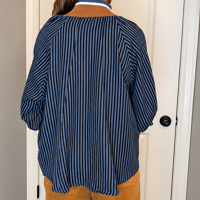 HALF ZIP STRIPED TOP