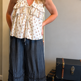 FLORAL TIERED RUFFLE TIE TOP